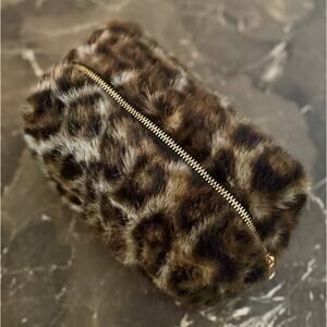 Furly Fuzzy Leopard Cosmetic Case Makeup Pouch